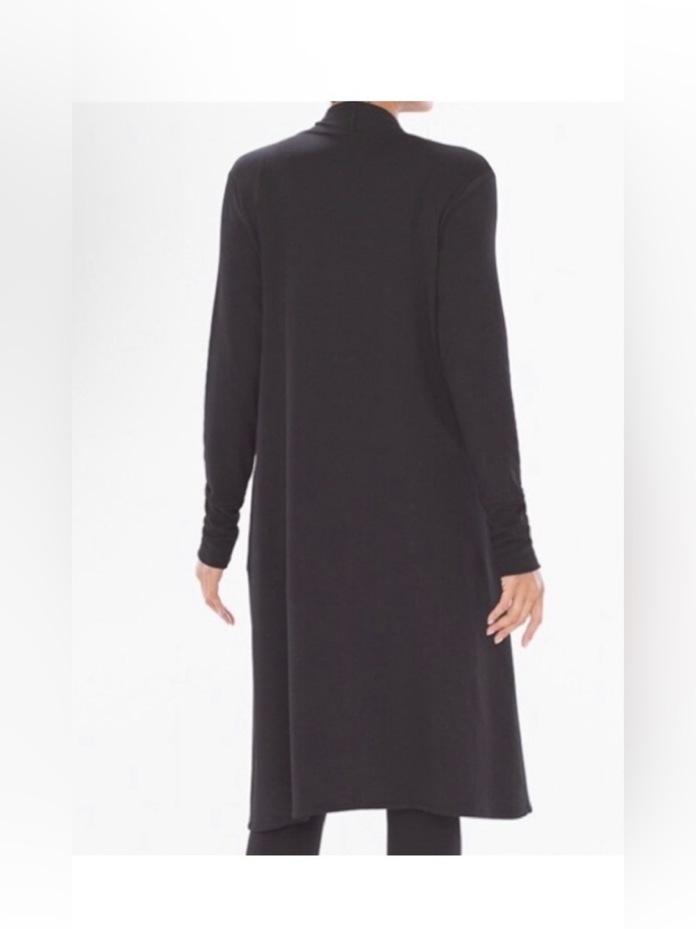 SOMA Chic Fleece Wrap Duster Cardigan Black S - Picture 2 of 7